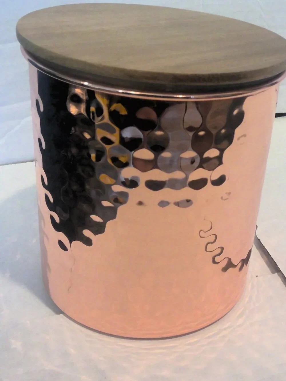 Hammered Copper Canister Set with Wood Lids